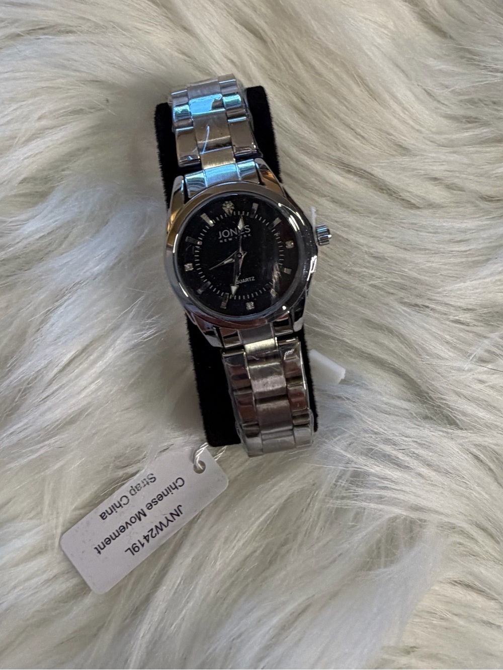 Jones New York Women’s Silver Stainless Steel Black Dial Quartz Watch NWT